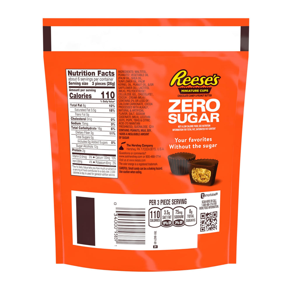 REESE'S Zero Sugar Miniatures close-up, creamy peanut butter taste