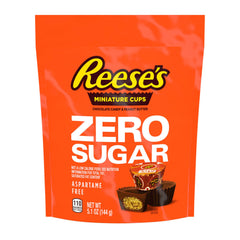 Packaged REESE'S Zero Sugar Miniatures highlighting kosher and aspartame-free status
