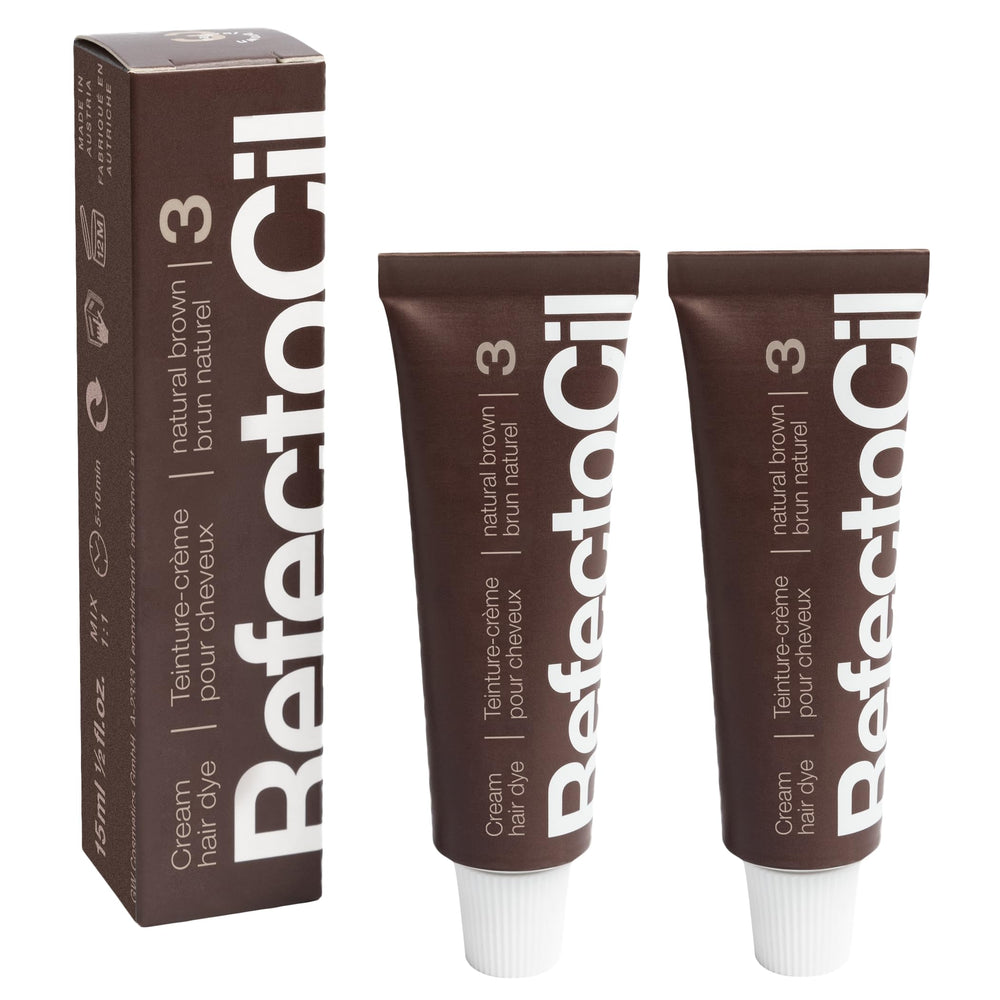 RefectoCil No.3 Natural Brown cream hair dye tubes front view for natural brunette shade