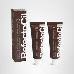 RefectoCil No.3 Natural Brown cream hair dye tubes pack shot highlighting two-pack value and lasting color