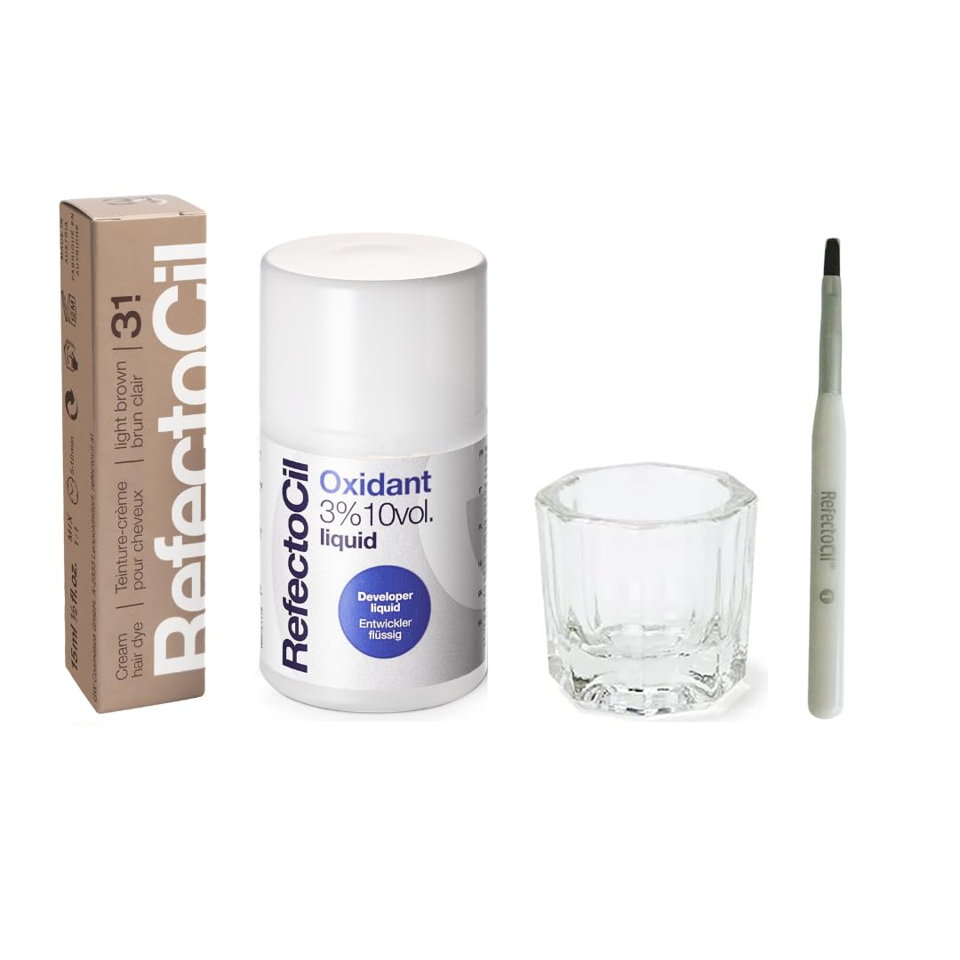 RefectoCil Light Brown 3.1 dye jar for natural warm brown shade.