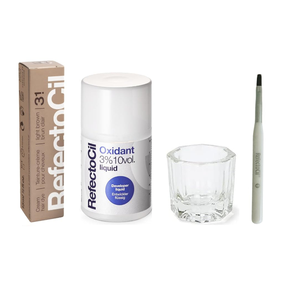 RefectoCil Light Brown 3.1 dye jar for natural warm brown shade.