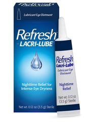 Dispensing tip of Refresh Lacri-Lube highlights controlled application