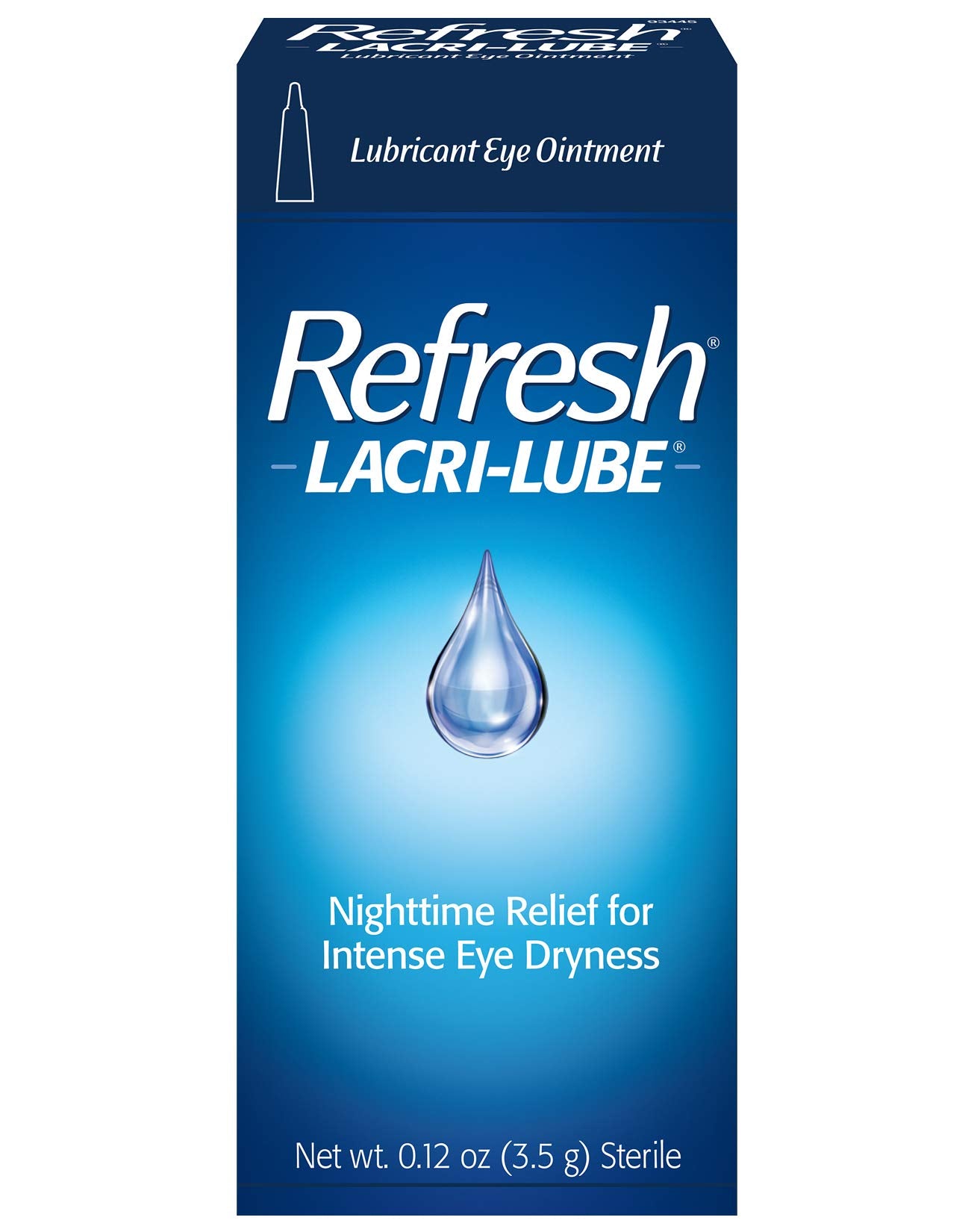Outer packaging label of Refresh Lacri-Lube conveys brand trust