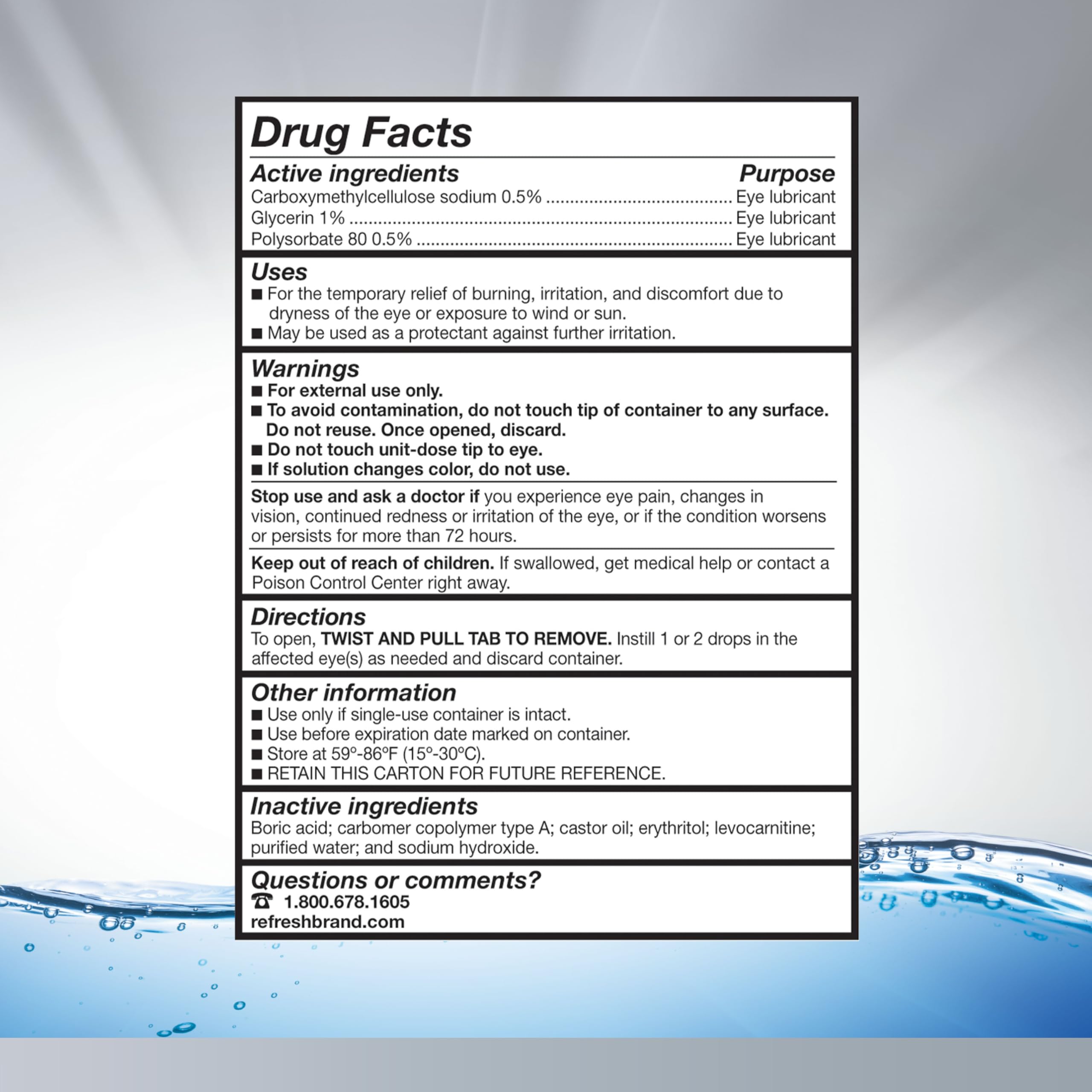 Refresh Optive Advanced delivering triple-action relief for dry, sensitive eyes.