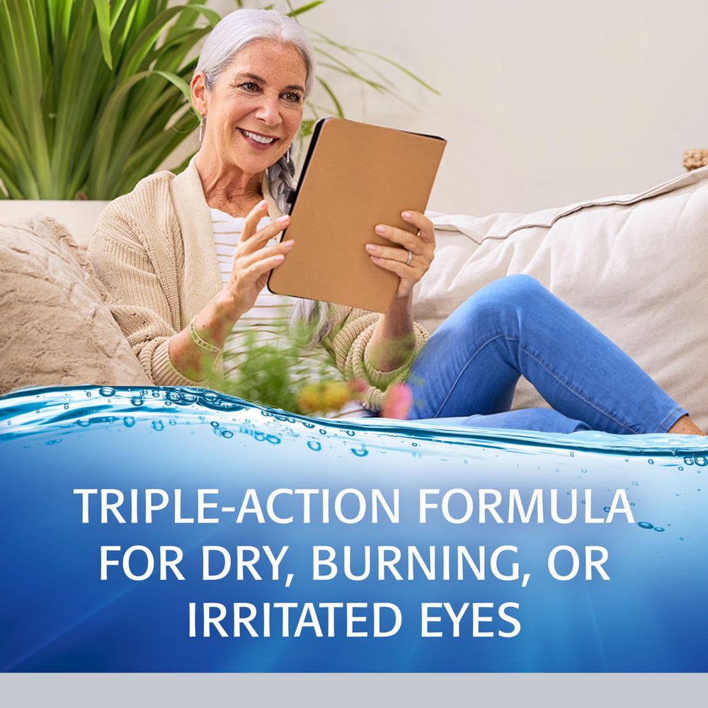 Hand-held Refresh Optive Advanced eye drops ready for application