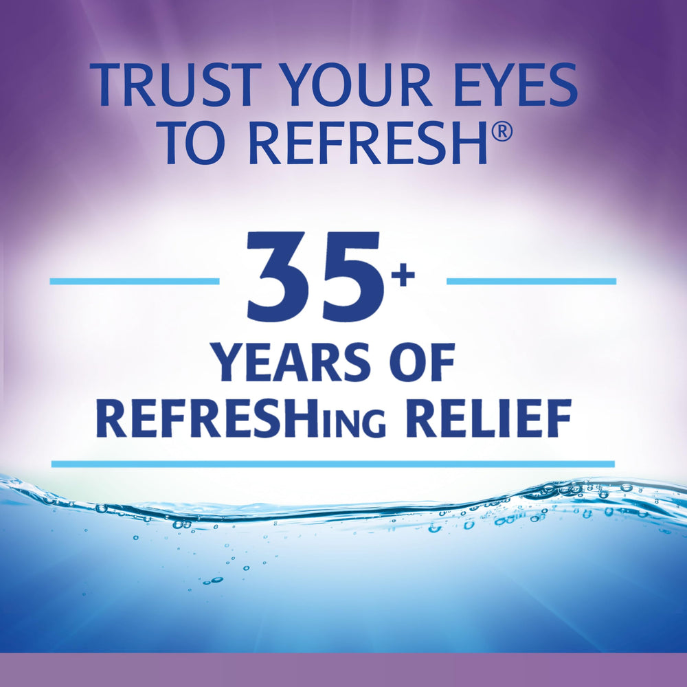 Refresh Optive Gel Drops HydroCell technology illustration showing hydrated eye surface.