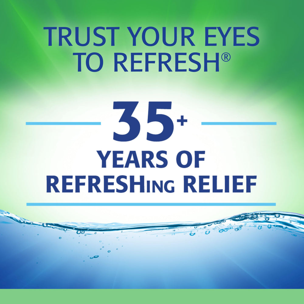 Refresh Plus dispensing drop shot illustrating easy application and quick dryness relief.