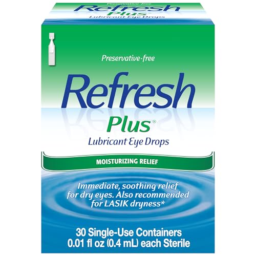 Refresh Plus thirty-pack of sterile single-use vials for convenience.