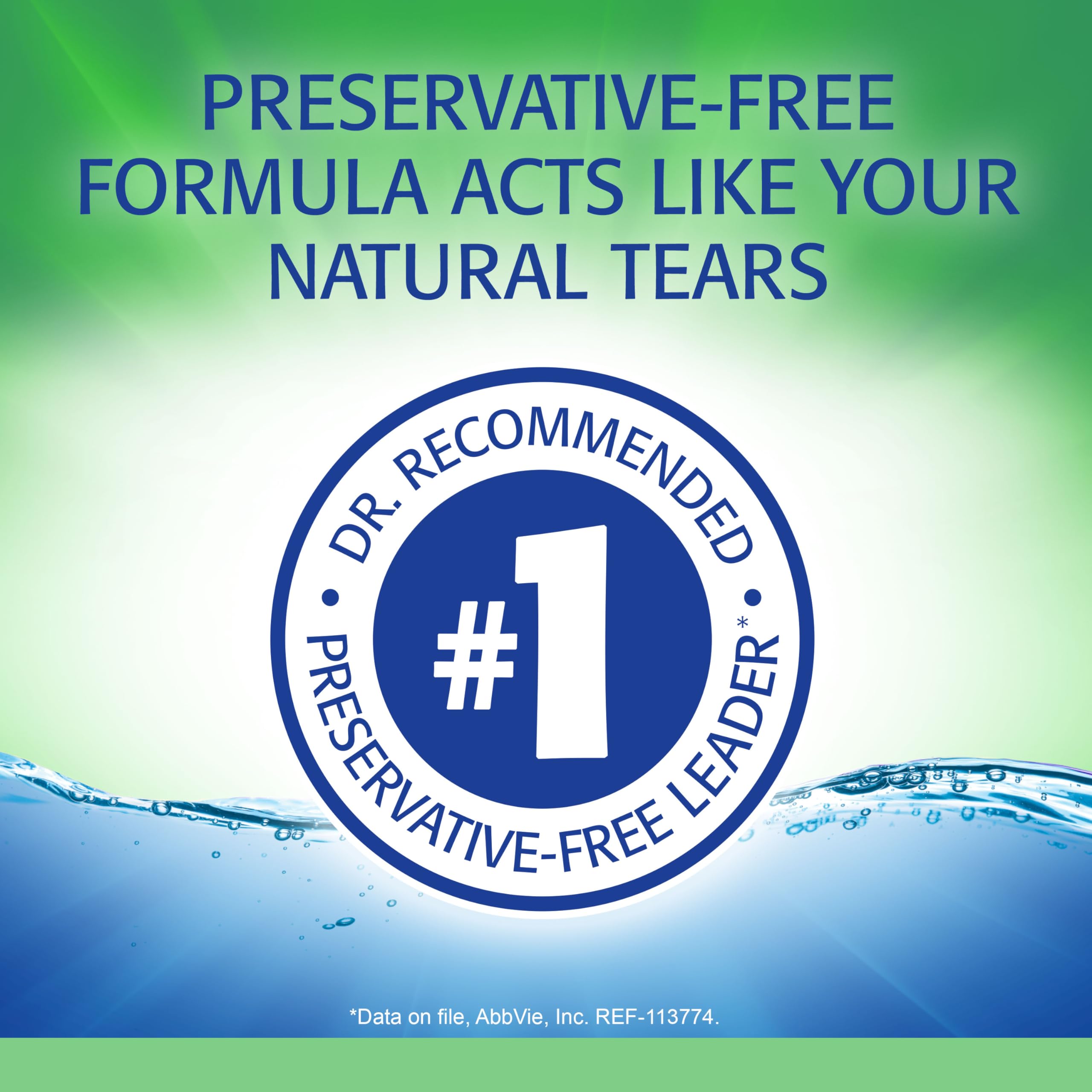 Refresh Plus single-use vials close-up, sterile packaging for on-the-go use.