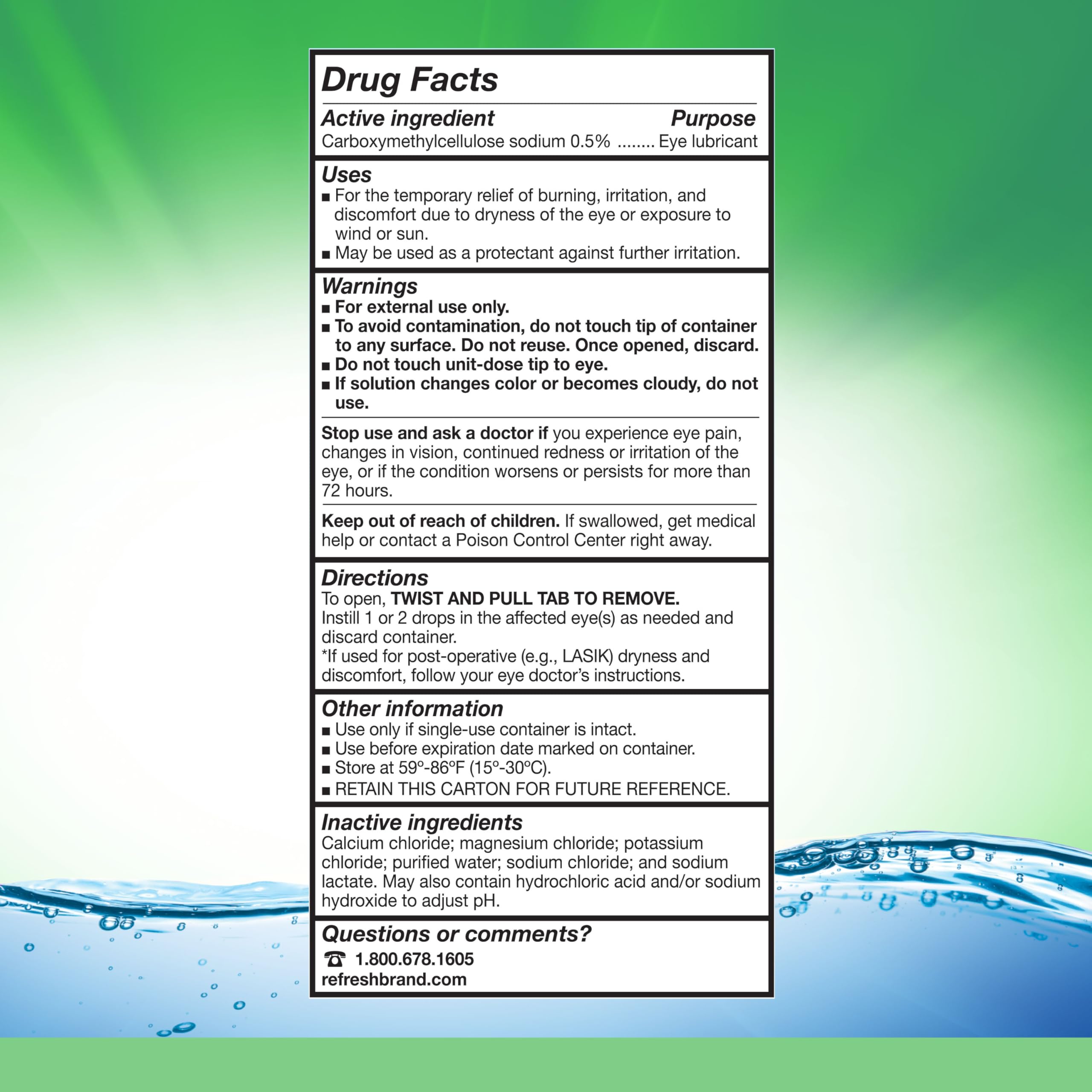 Refresh Plus sterile single-dose containers emphasize hygiene and reliable dosing.
