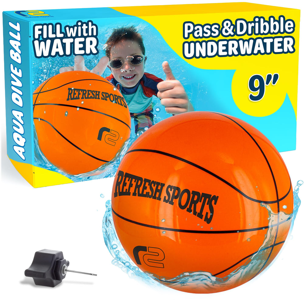 Refresh Sports Aqua Dive Ball 9in ready for underwater dribbling and pool play.