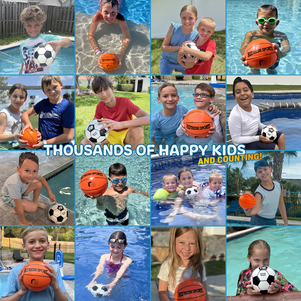 Refresh Sports Aqua Dive ball kids passing scene in pool.