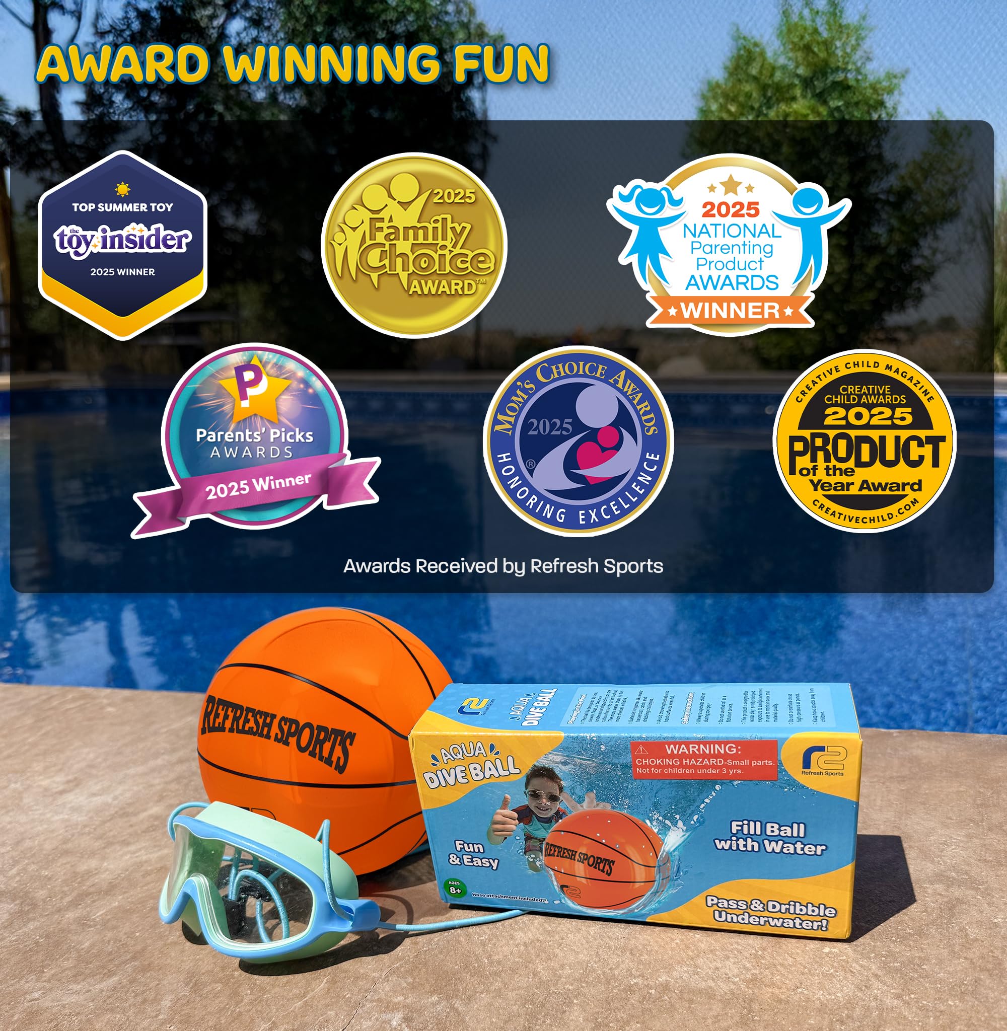 Refresh Sports Bold color underwater ball makes a great outdoor pool party gift.