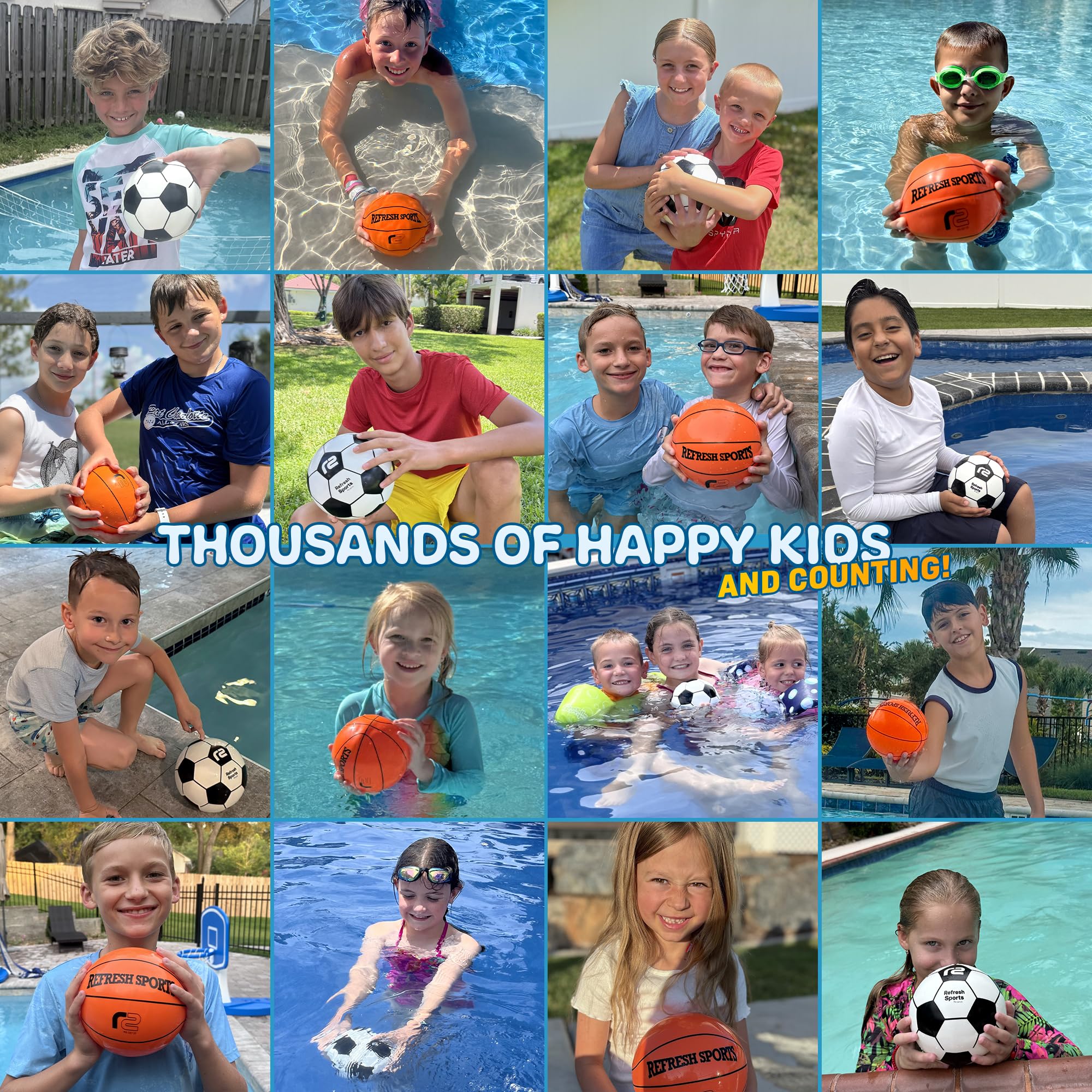 Refresh Sports Puncture-resistant ball endures kicks and dives during pool adventures.