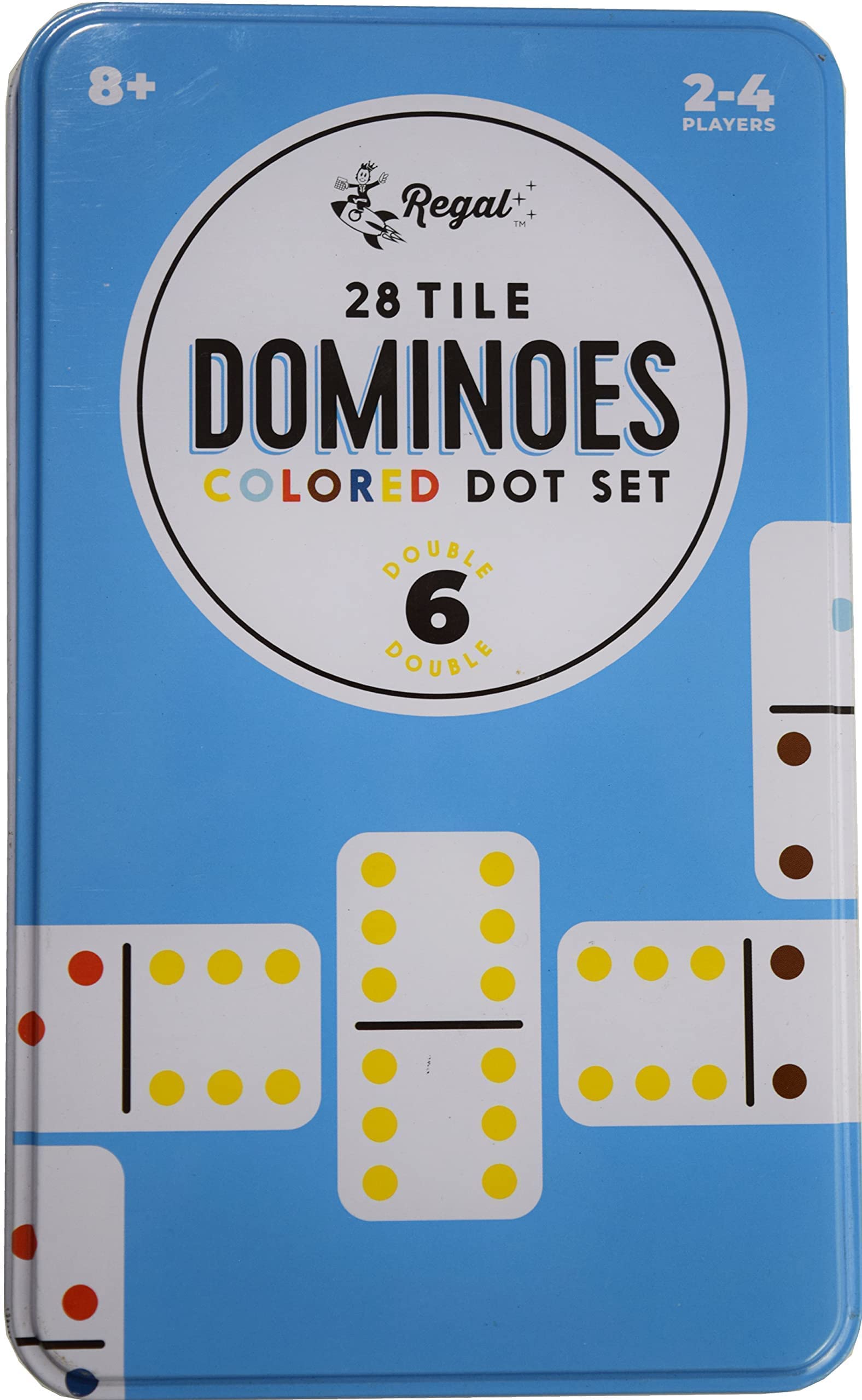 Regal Games travel-friendly domino set fits in bags for trips.