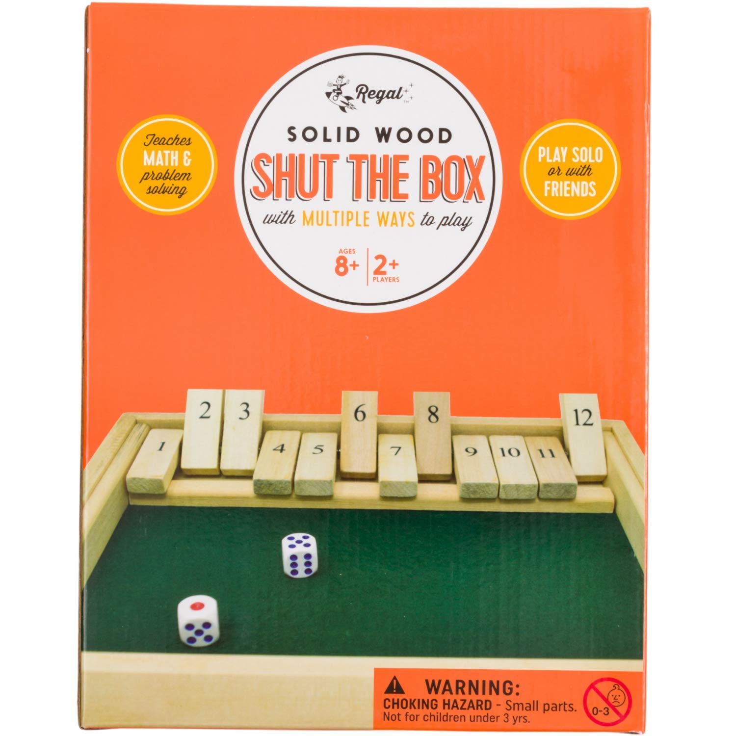 Regal Games Shut The Box with green felt dice area for quick rounds
