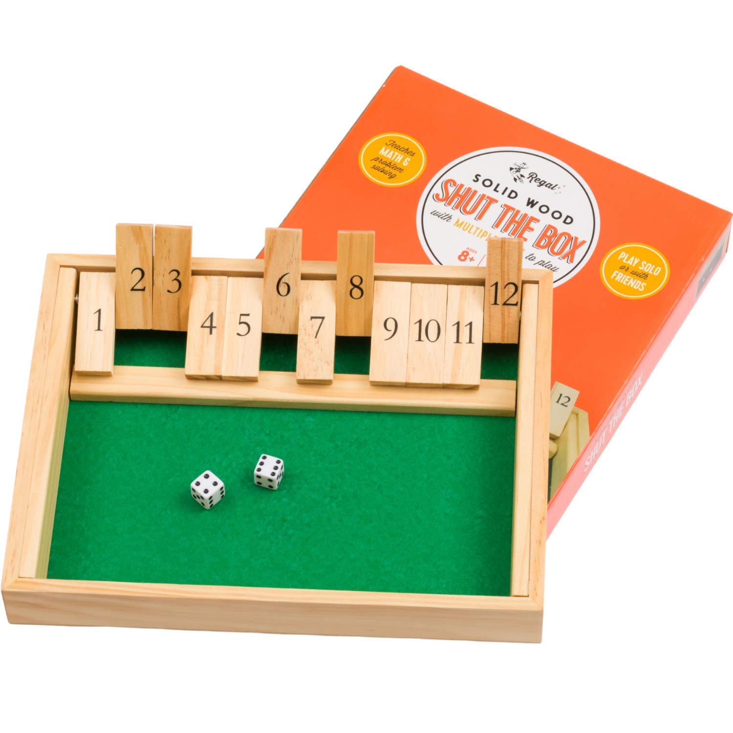 Regal Games Shut The Box wooden board for authentic family game night