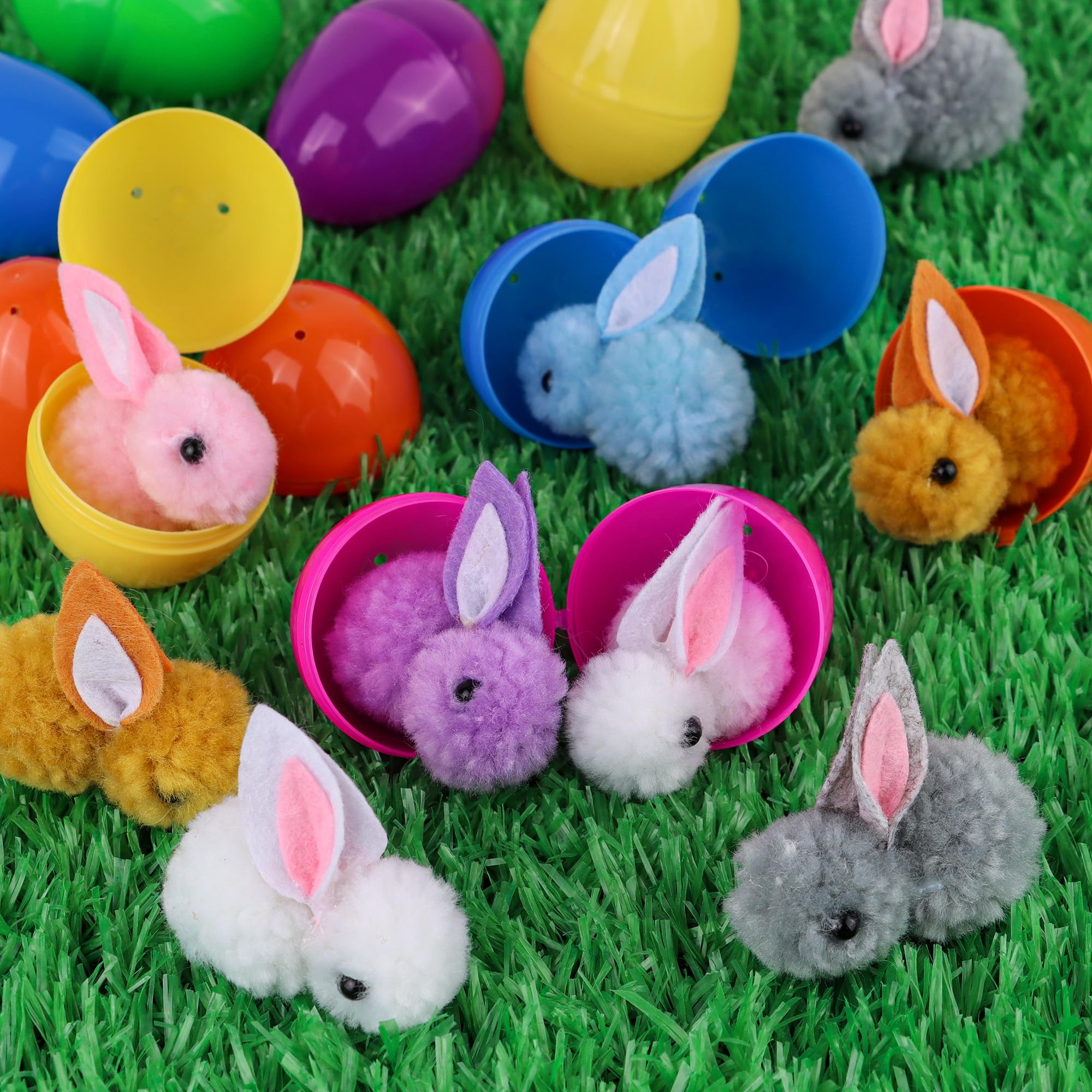 Regteb Easter eggs showcase colorful shells and soft bunny plush for delightful discoveries.
