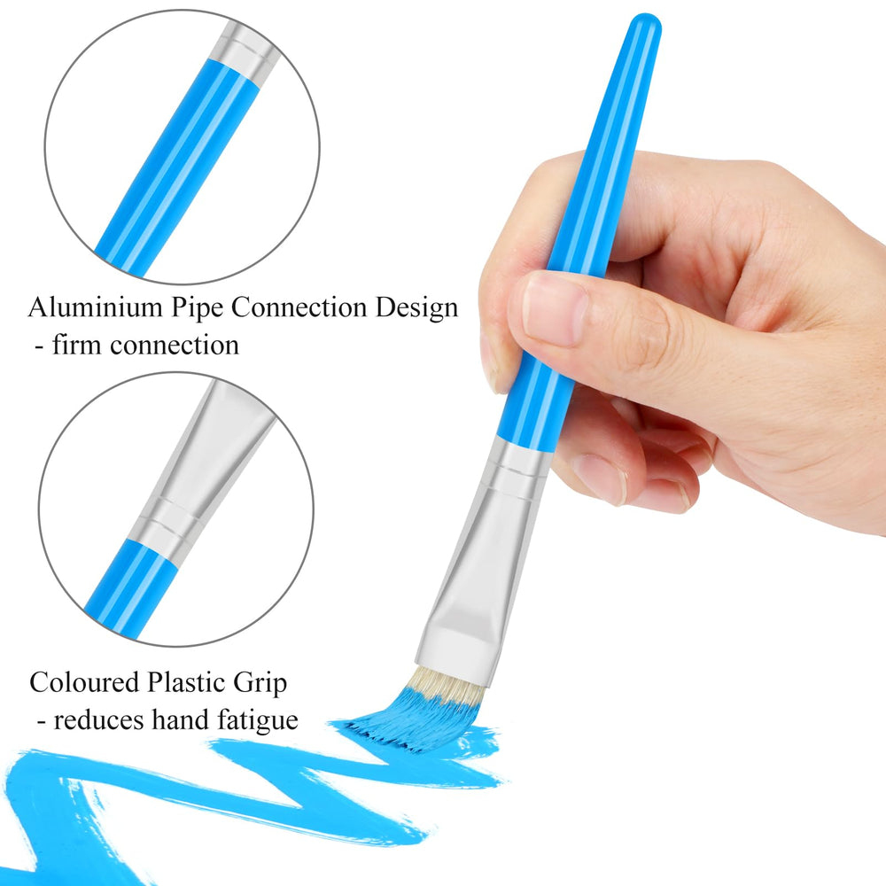 REGUICORP kids paint brushes ergonomic handles improve grip for precise control.