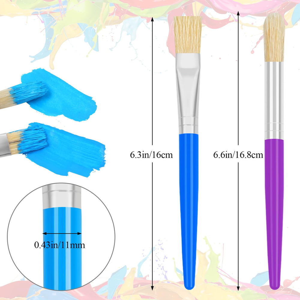 REGUICORP 20 pcs kids paint brushes flat tip, great for broad washes and filling wide areas.