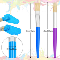 REGUICORP 20 pcs kids paint brushes flat tip, great for broad washes and filling wide areas.