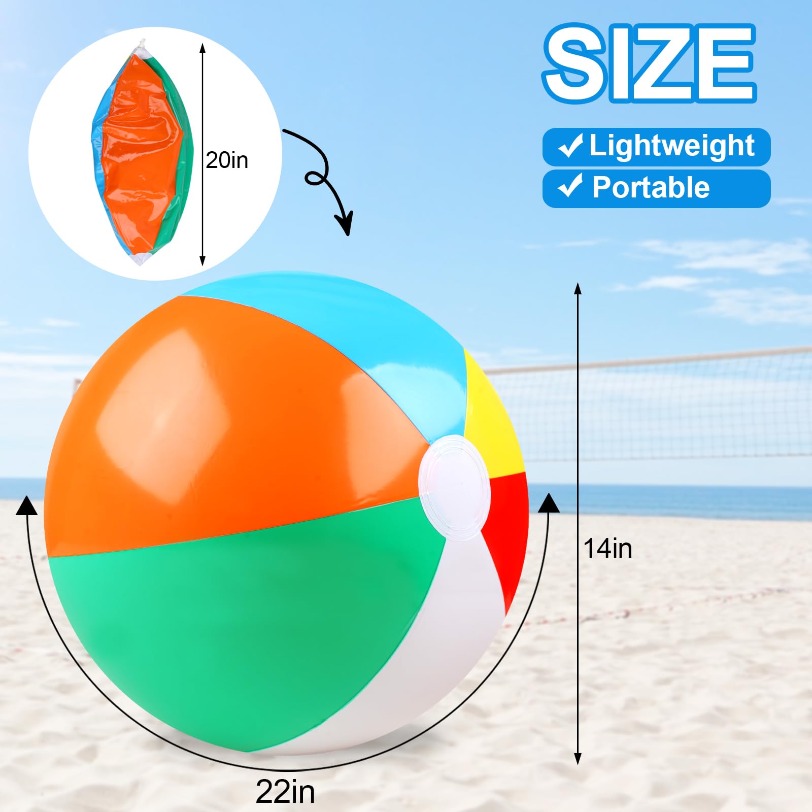 REGUICORP rainbow-color beach ball ready for poolside games and sunny days