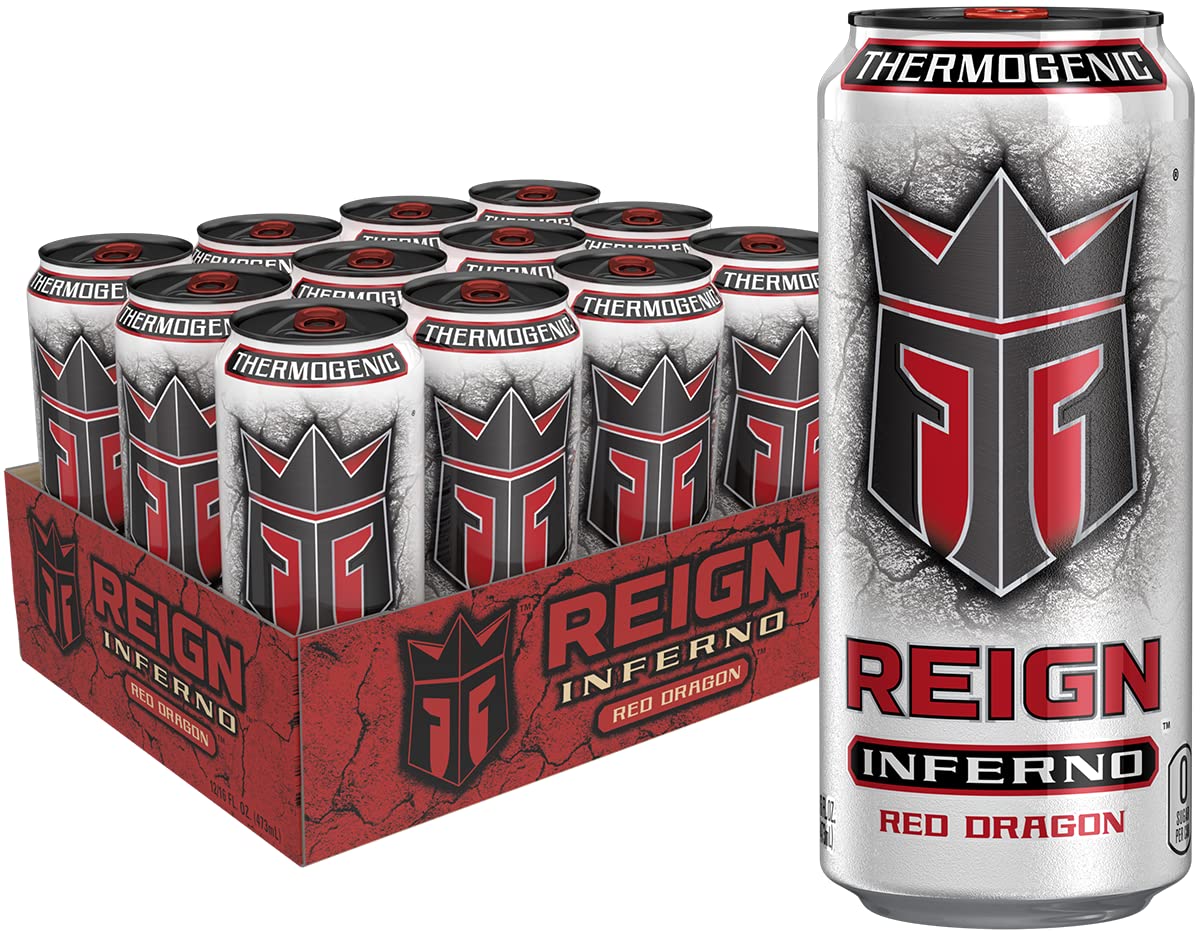 REIGN Inferno Red Dragon bottle showing bold flavor and workout energy potential.