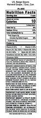 REIGN Storm Harvest Grape label closeup highlighting clean ingredients and flavor.