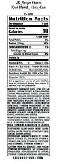 REIGN Storm Kiwi Blend bottle label closeup emphasizes pasteurized safety and plant-based caffeine