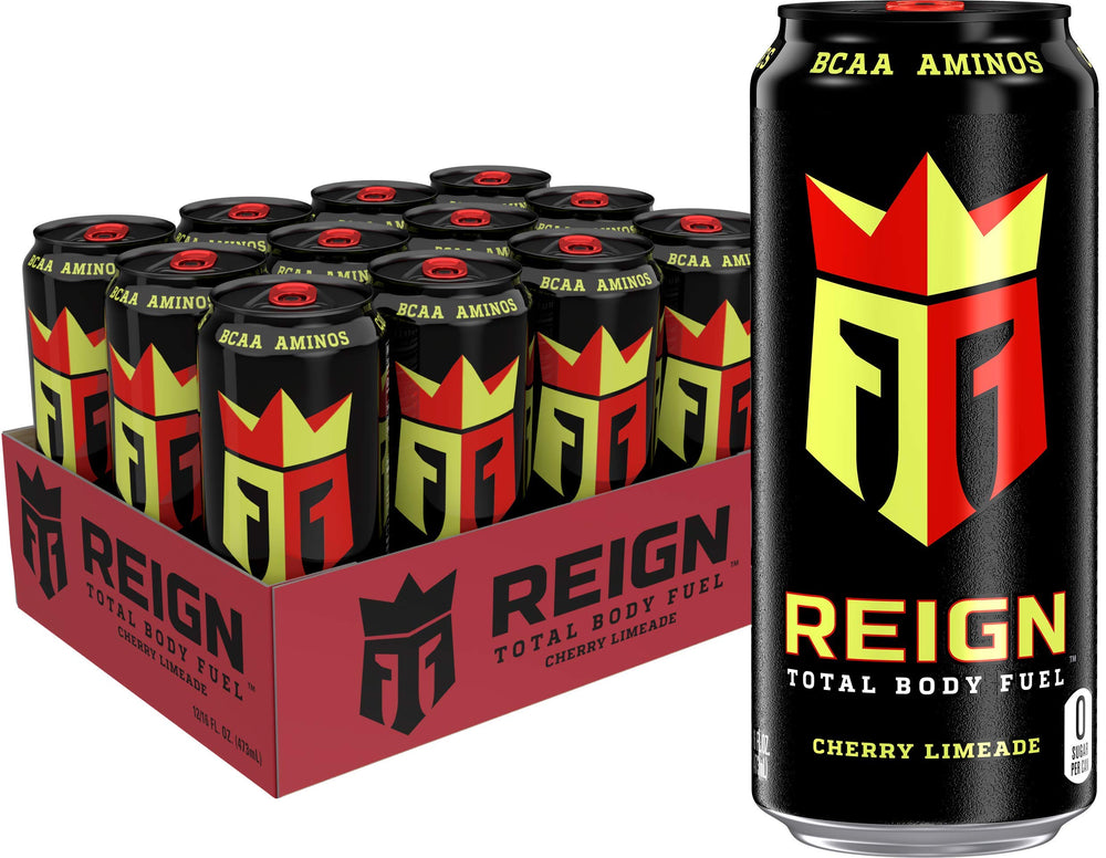 Reign Total Body Fuel Cherry Limeade can with bold flavor and zero sugar benefits.