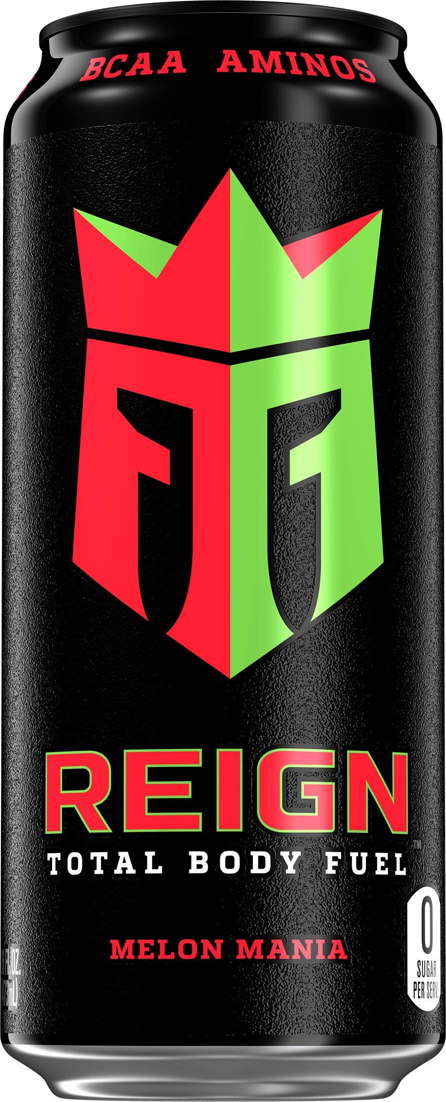 Front label of Reign Total Body Fuel shows CoQ10 and electrolytes for energy.