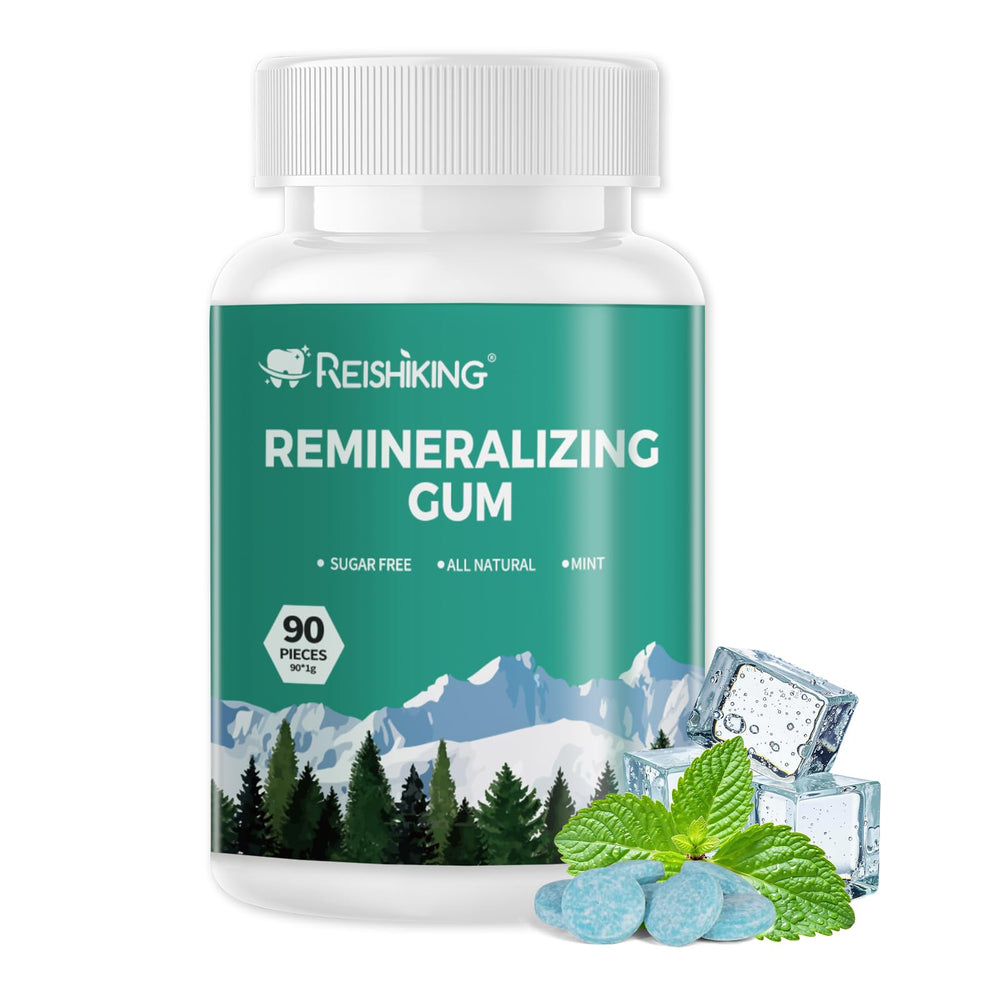 REISHIKING Remineralizing Gum packaging for daily enamel care.