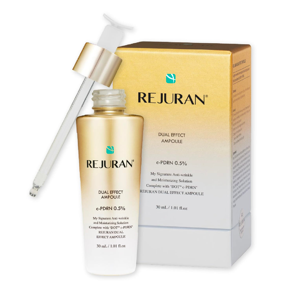 REJURAN Dual Effect Ampoule bottle pour supports hydration and glow