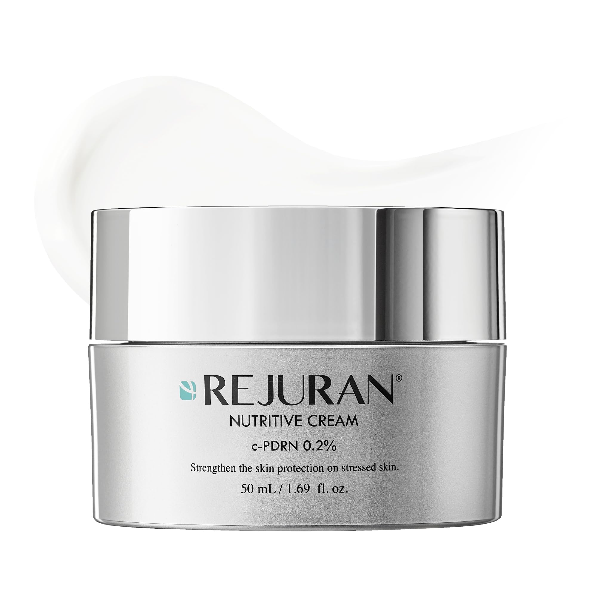REJURAN Nutritive Cream jar closeup showing silky texture and deep hydration