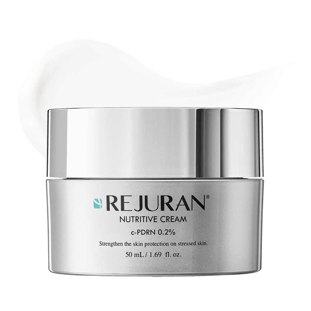 REJURAN Nutritive Cream jar closeup showing silky texture and deep hydration