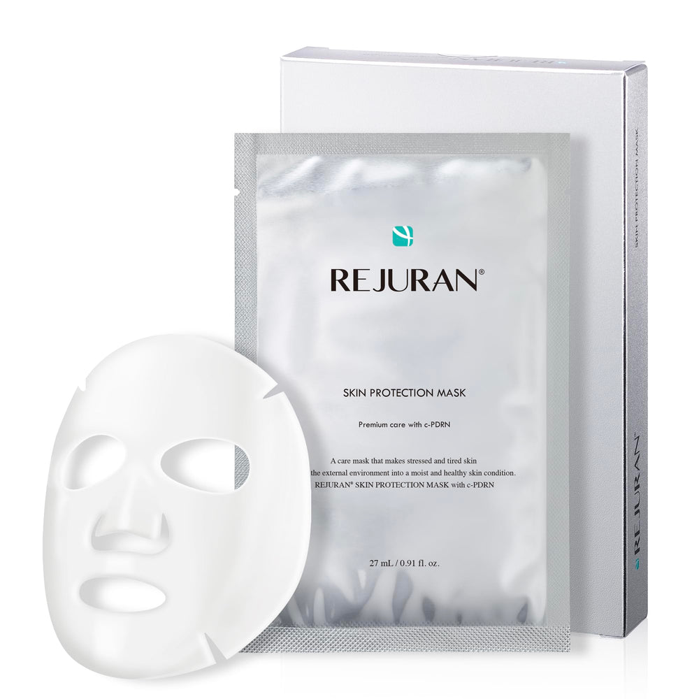 REJURAN Skin Protection Mask with c-PDRN hydration close-up showing moisture delivery for dry skin