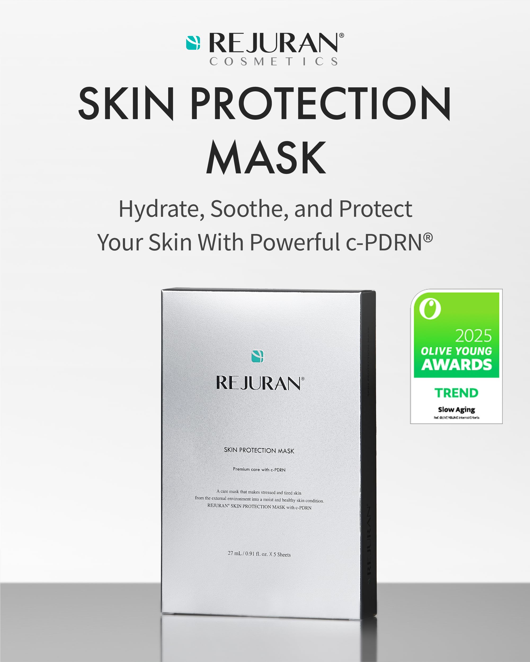 REJURAN mask soothing irritated skin close-up highlighting calming effects