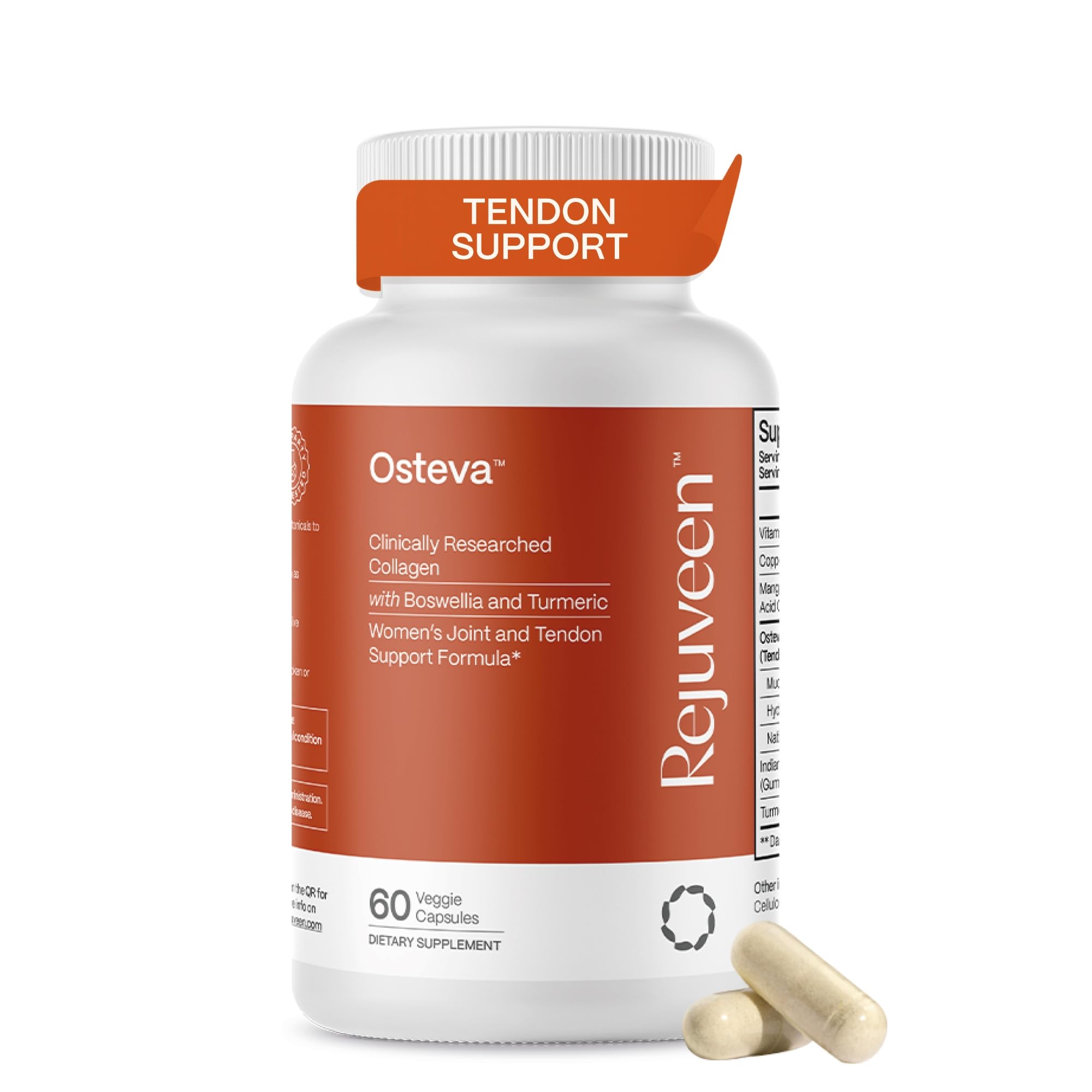 Rejuveen Osteva bottle front promoting joint support for knees and hips