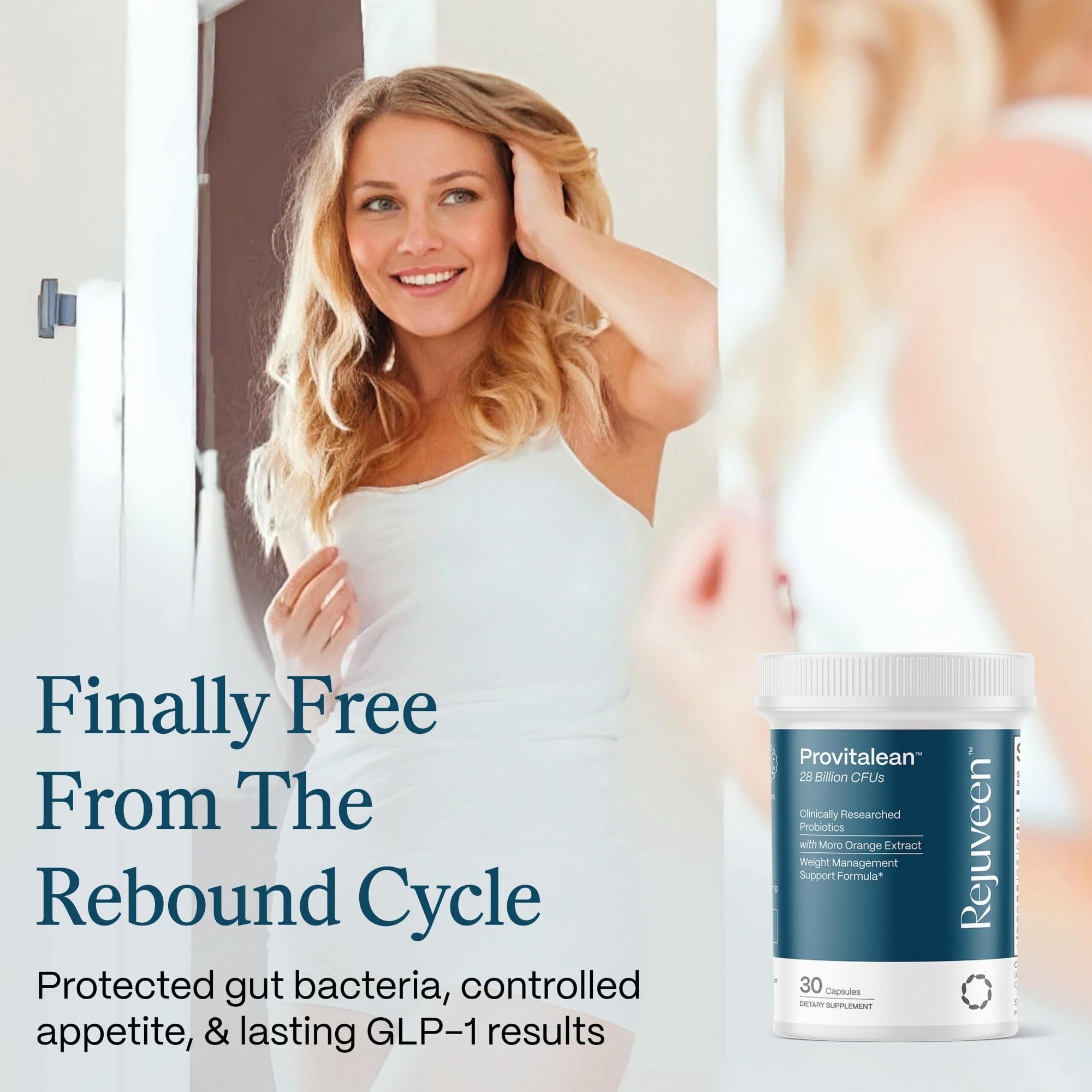 Rejuveen Provitalean capsules closeup signals craving control potential.