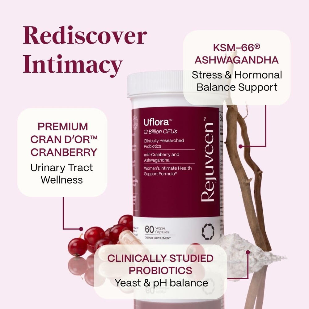 Rejuveen Uflora ashwagandha component for hormonal support.