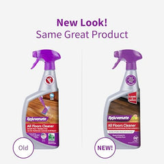Rejuvenate All Floors Cleaner label closeup emphasizes citrus scent and safe-use guidance