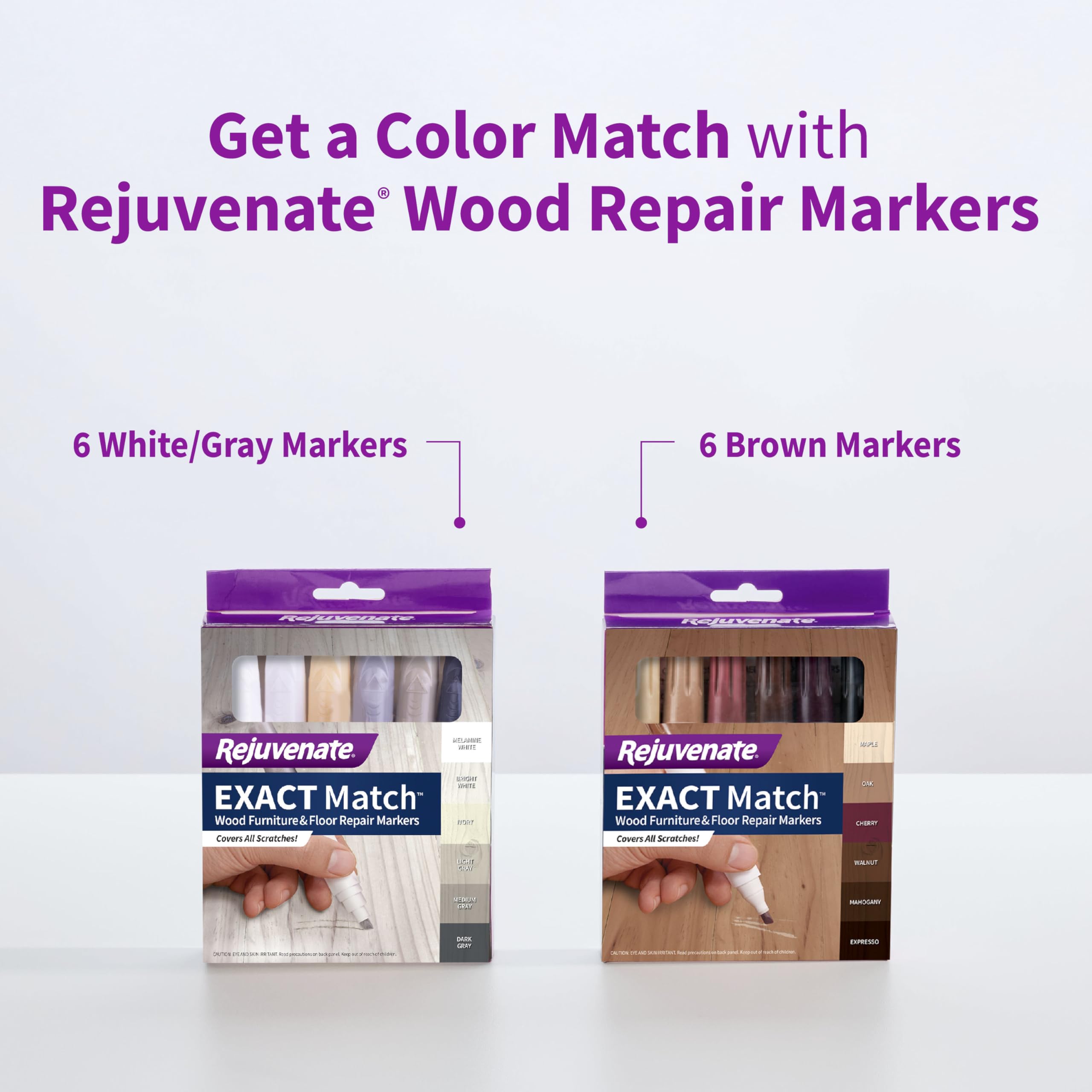 Rejuvenate Exact Match markers tested on inconspicuous area for color match.