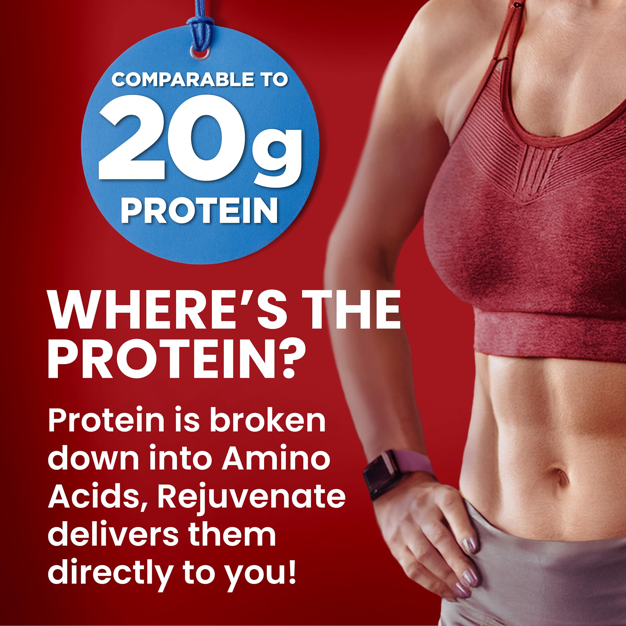 Rejuvenate Perfect Amino scoop dissolve highlights easy blending before training.