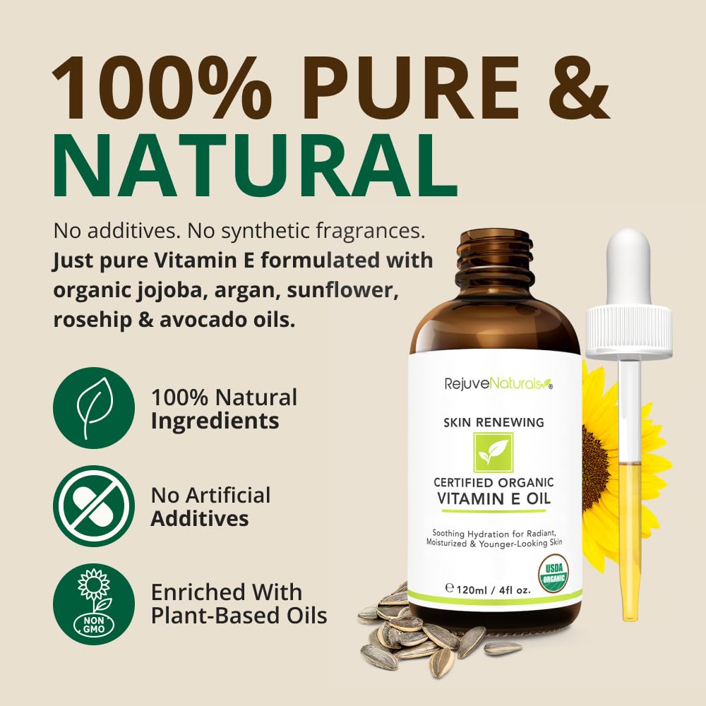 RejuveNaturals Vitamin E Oil used on face and body for extra moisture.