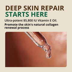 RejuveNaturals Vitamin E Oil texture close-up showing light, fast-absorbing oil.