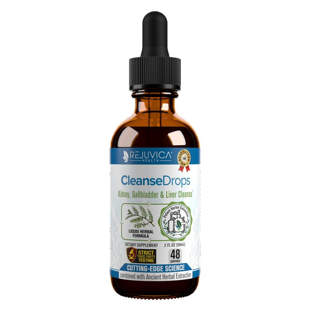 Rejuvica Health Cleanse Drops bottle for daily kidney and gallbladder support.