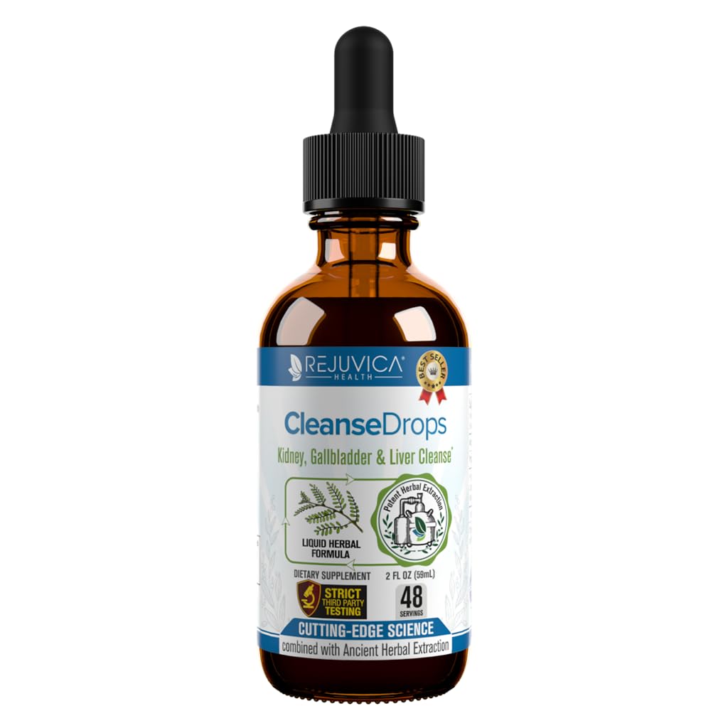 Rejuvica Health Cleanse Drops bottle for daily kidney and gallbladder support.