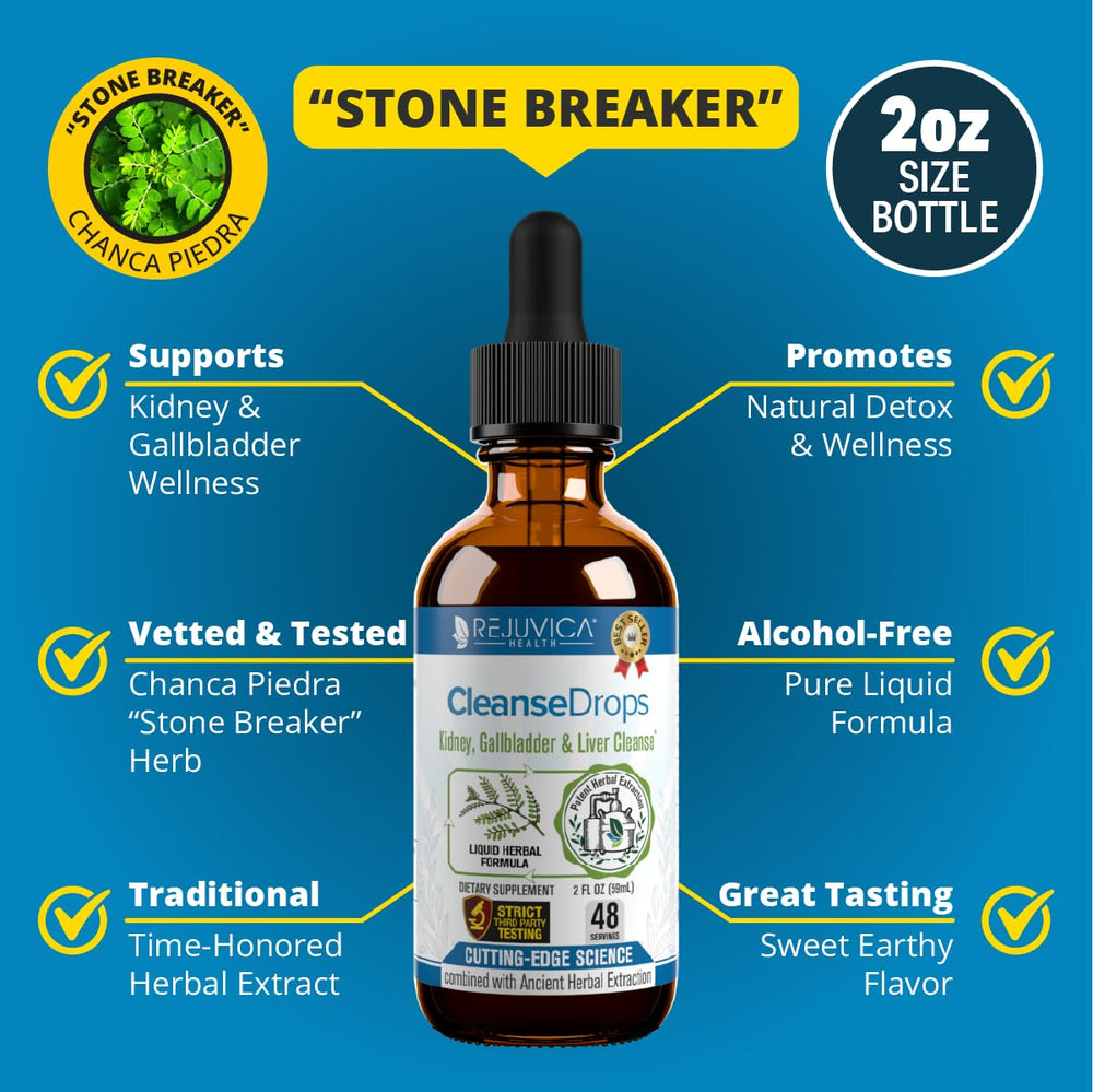 Close-up of Cleanse Drops liquid showing fast-absorbing herbal formula.