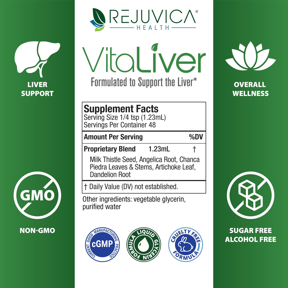 Organic and wildcrafted ingredients power VitaLiver’s natural profile.